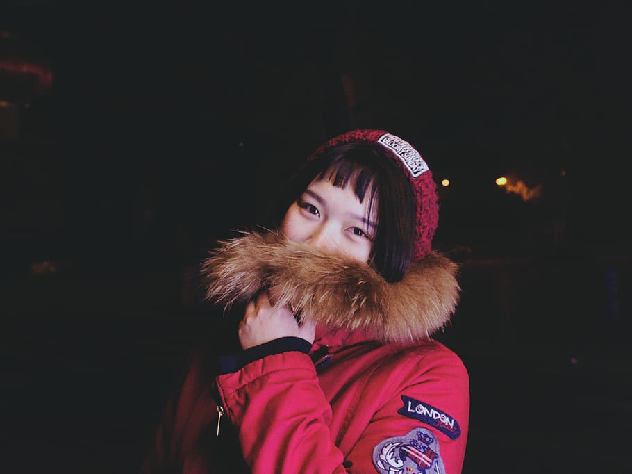 girl, one person, portrait, warm clothing, real people, winter HD wallpaper