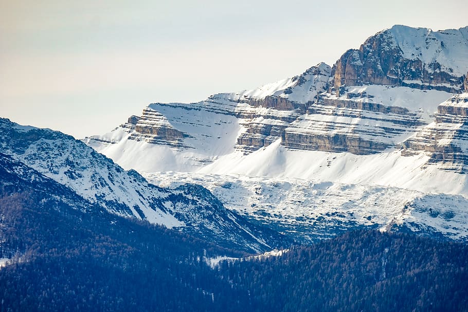 mountains covered with snow, outdoors, nature, ice, mountain range HD wallpaper