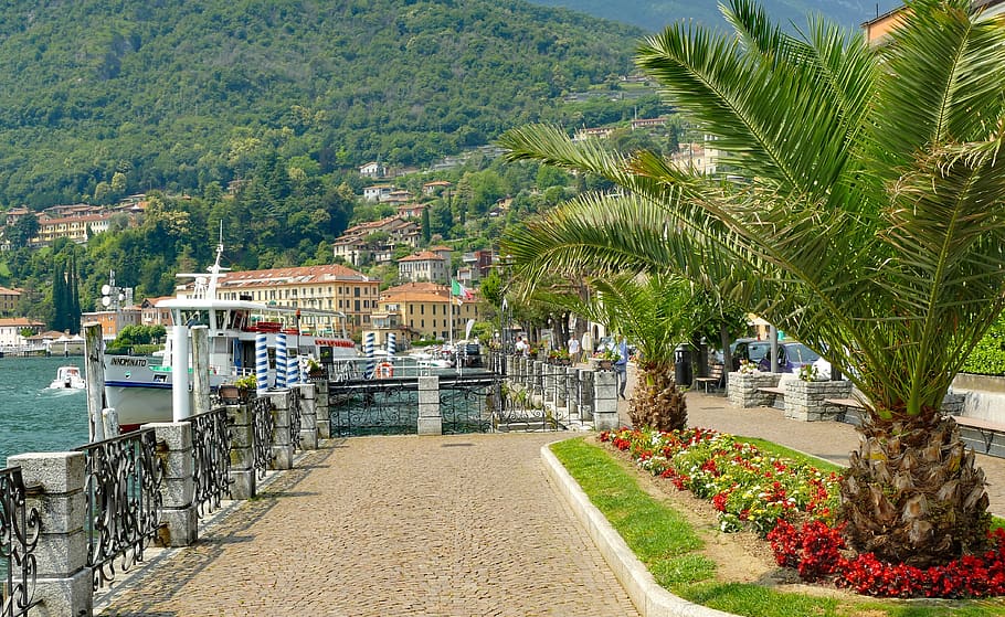 italy, lake como, menaggio, promenade, vacations, historic center, HD wallpaper