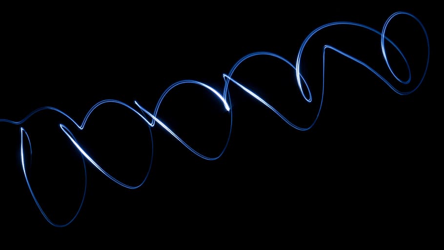 gray string, studio shot, black background, blue, no people, illuminated HD wallpaper