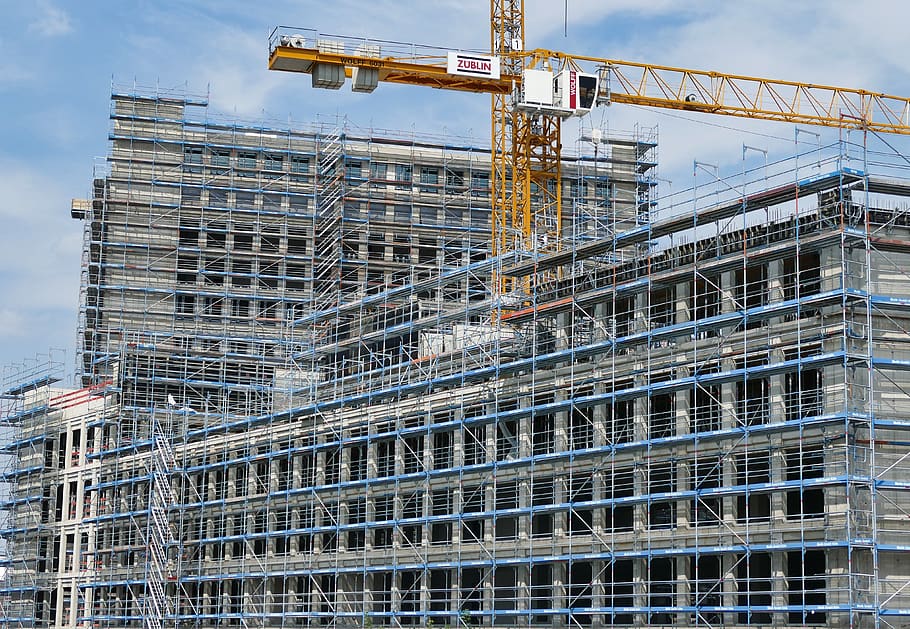 site, crane, architecture, building, construction, casing, modern HD wallpaper