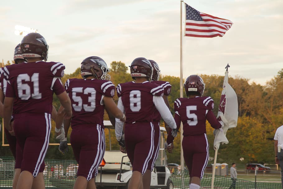 american football - sport, flag, group of people, patriotism HD wallpaper