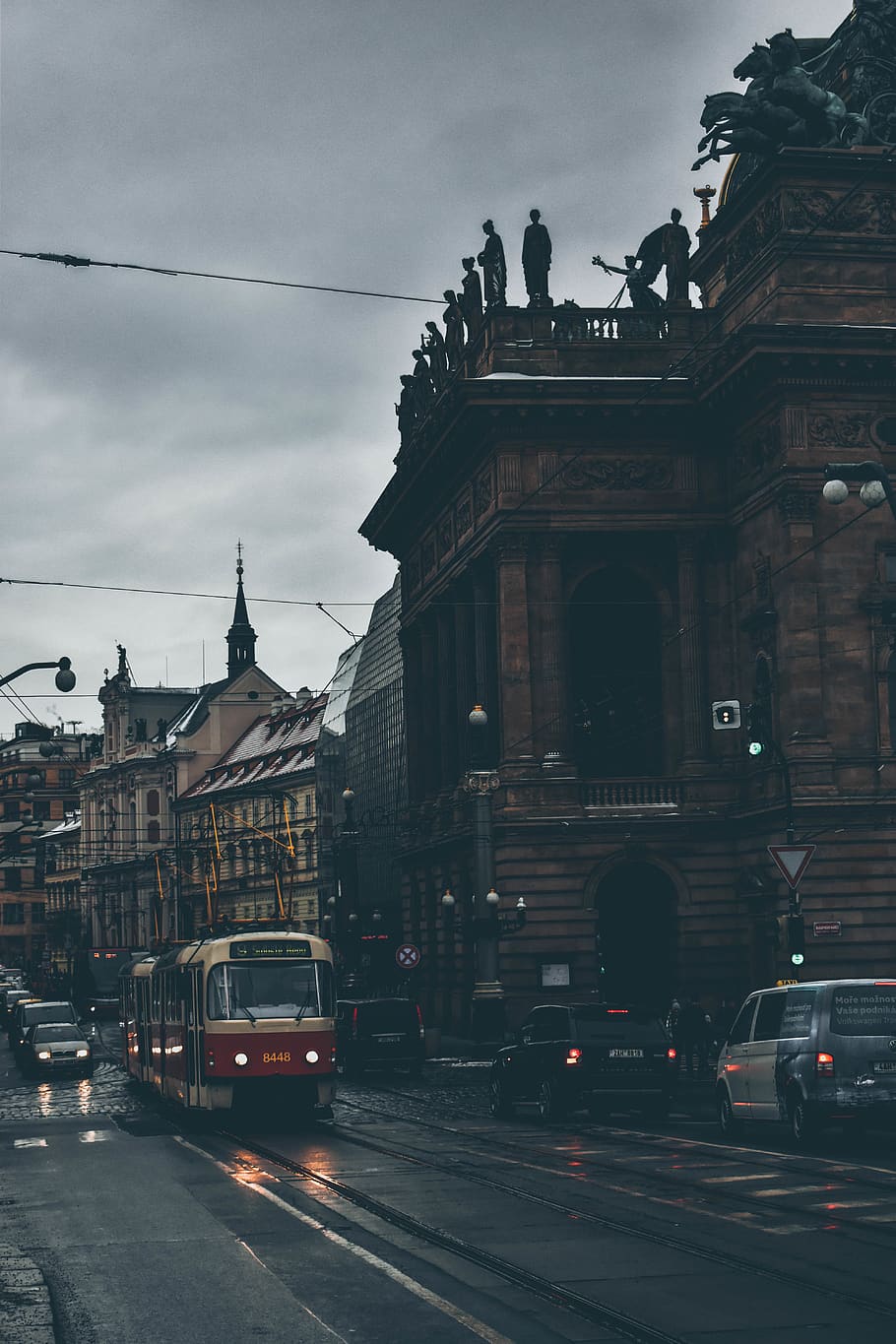 red and white city train, architecture, transportation, mode of transportation HD wallpaper