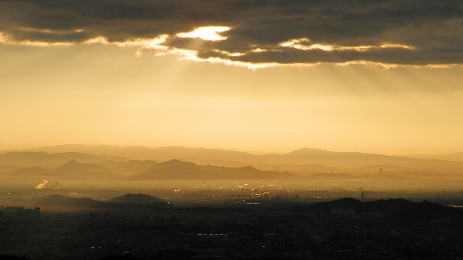 sunrise, cloud, sunlight, sky, sunset, mountain, scenics - nature, HD wallpaper