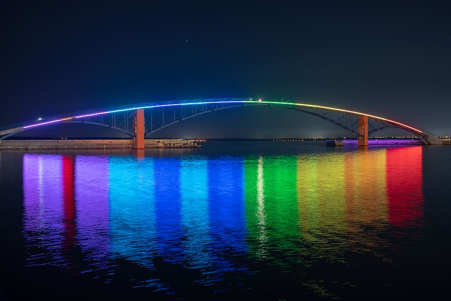 taiwan, xiying rainbow bridge, magong, penghu, color, penghu guanyin temple, HD wallpaper