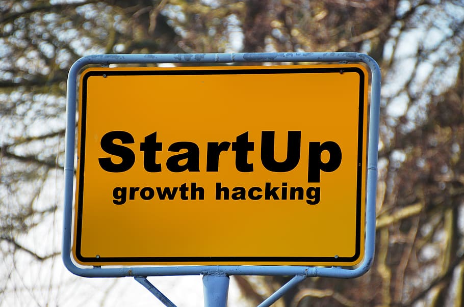 Yellow and Black Start Up Growth Hacking Signage, blur, close-up HD wallpaper
