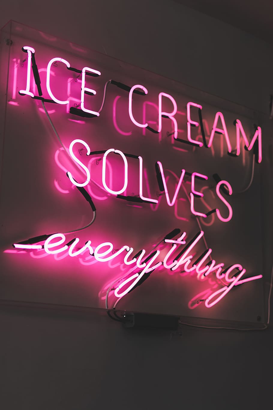 pink ice cream LED sign, wall, inspiration, neon, city, urban, HD wallpaper