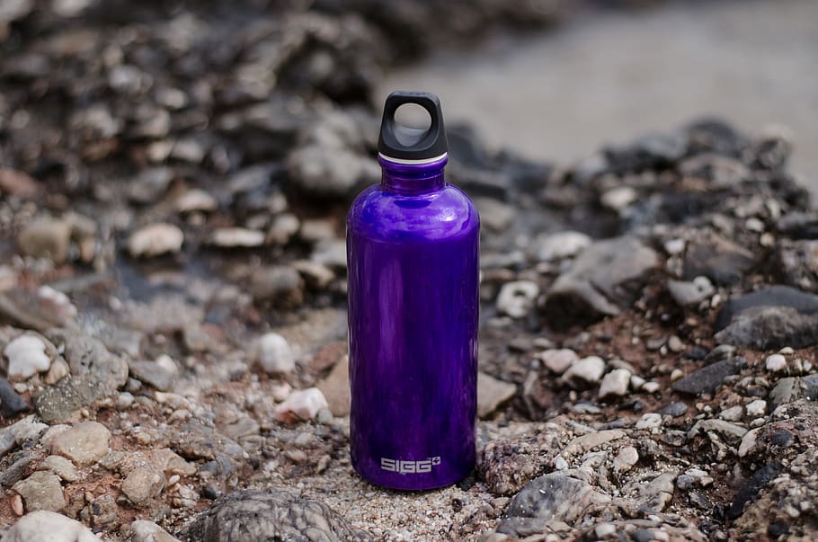 Purple Sports Bottle on Ground, bright, close-up, colors, container HD wallpaper