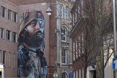 man's poster near leafless tree, person, human, tower, architecture HD wallpaper
