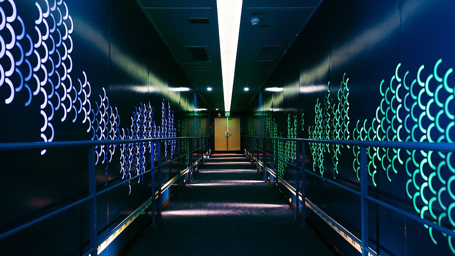 corridor, illuminated, architecture, direction, the way forward HD wallpaper