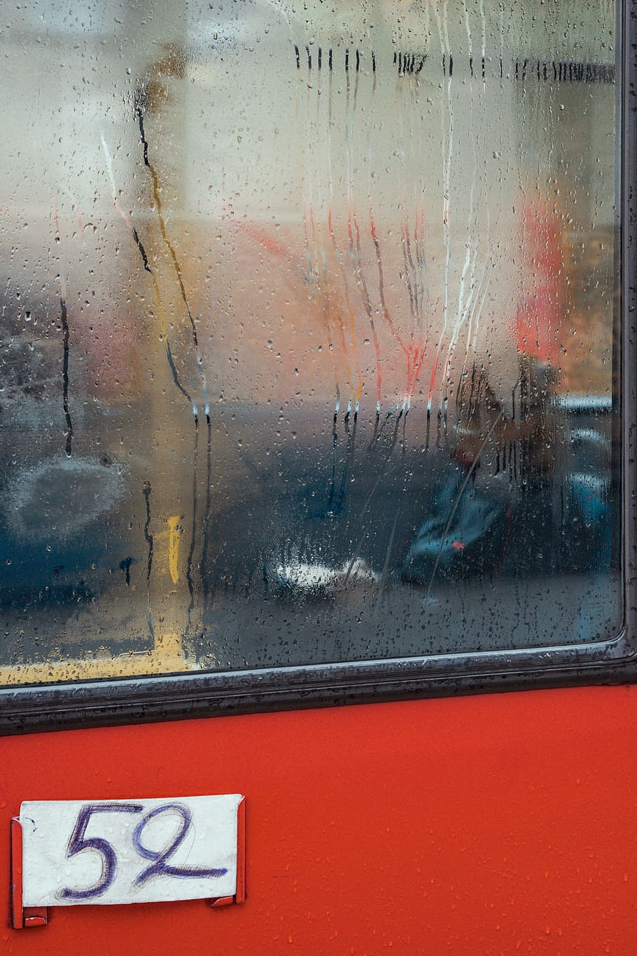 moist glass window, bus, condensation, rain, person, wet, dreary