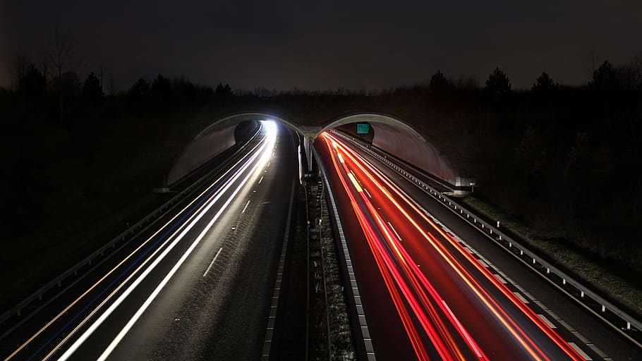 Timelapse Photograph of Highway, asphalt, blur, dark, dusk, evening HD wallpaper