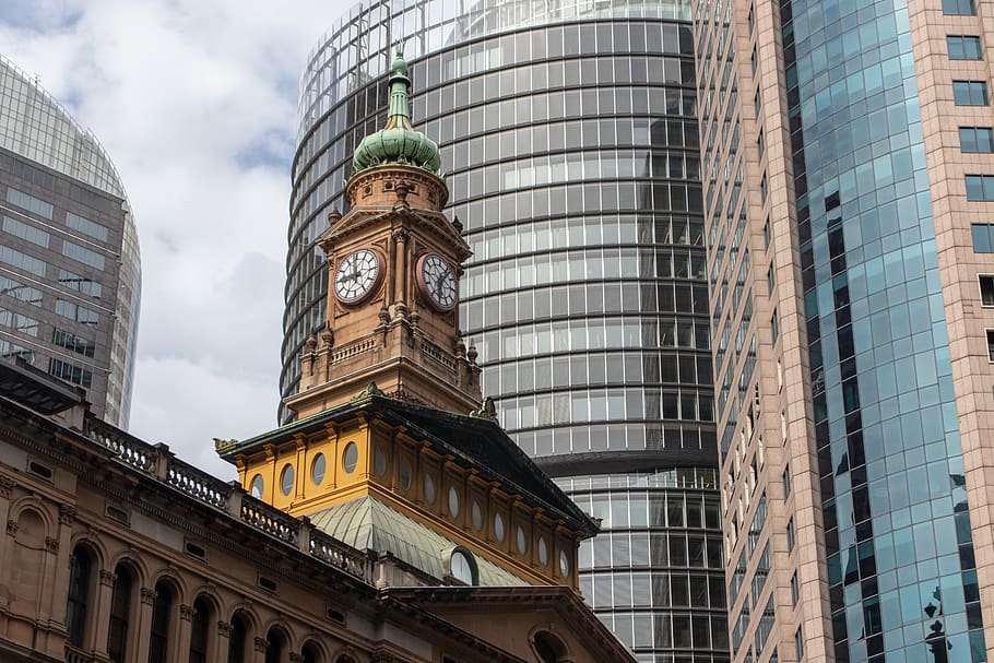 building, city, clock, tower, sky, architecture, sand stone HD wallpaper