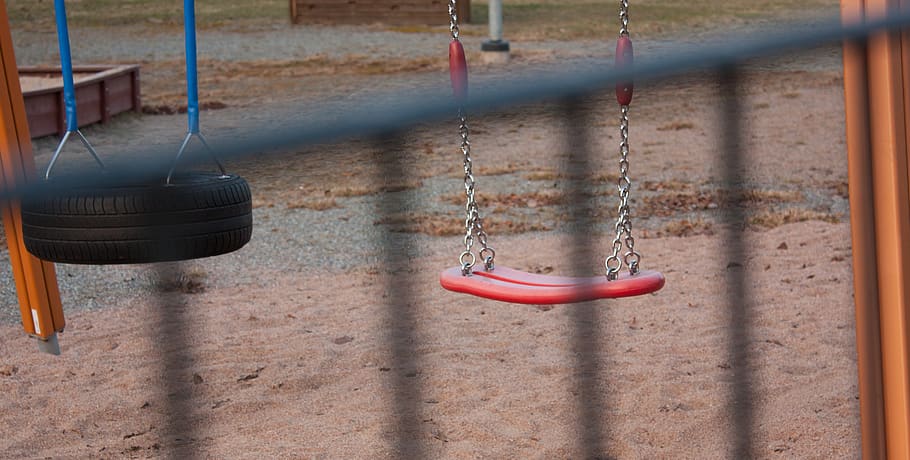 play, sand, children, swing, hanging, playground, no people, HD wallpaper