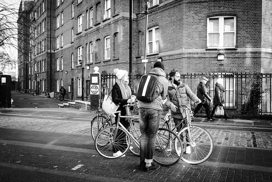 london, united kingdom, bicycle, winter, market, bandw, city