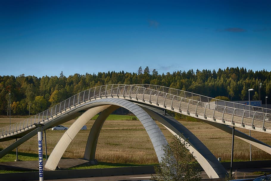 bridge, landscape, architecture, built structure, plant, connection HD wallpaper