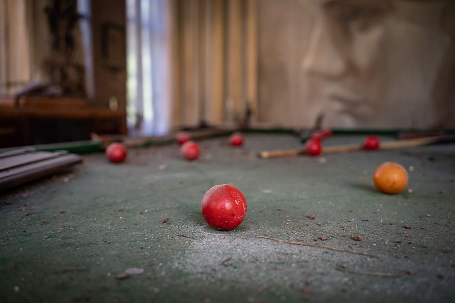 orange and red balls on table, sphere, sports, indoors, room HD wallpaper