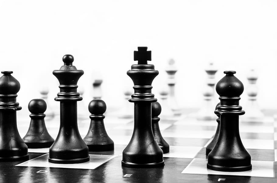 Black and White image of wooden chess pieces by OGphoto  Cool wallpapers  black and white, Black and white picture wall, Black and white photo wall