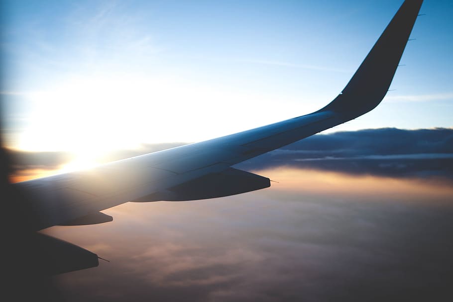 window plane, wing, cloud, sunset, sunrise, travel, transport HD wallpaper
