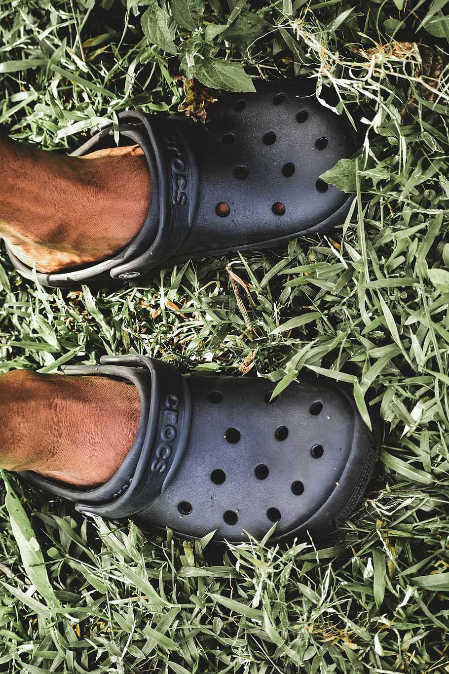 black crocs on feet