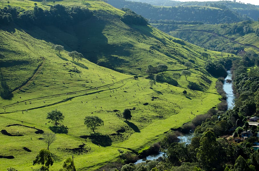 river, valley, rural, scenics - nature, green color, landscape HD wallpaper