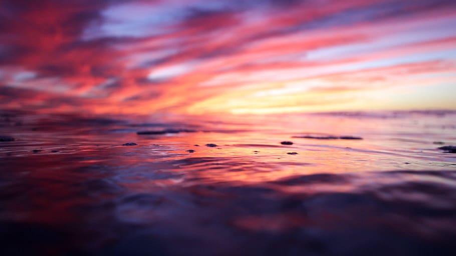 sky, red, sea, water, river, run, running, sunset, beauty in nature HD wallpaper