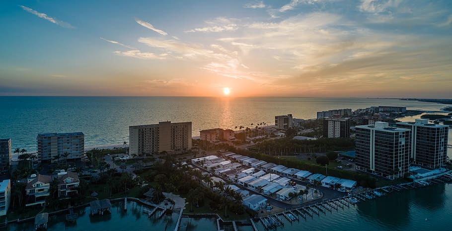 ocean front, apartments, beach, oceanfront, living, sunset HD wallpaper