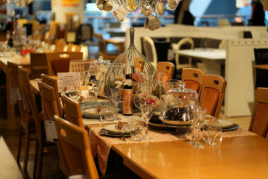 table, covered, board, restaurant, food, bar, cafeteria, cutlery HD wallpaper