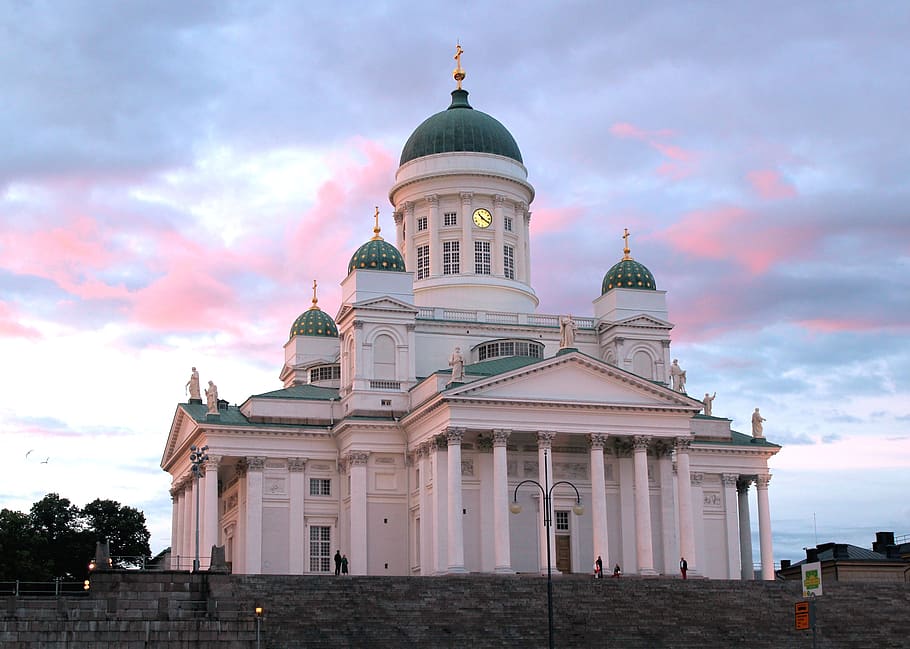 cathedral, helsinki, twilight, dawn, architecture, classicism HD wallpaper