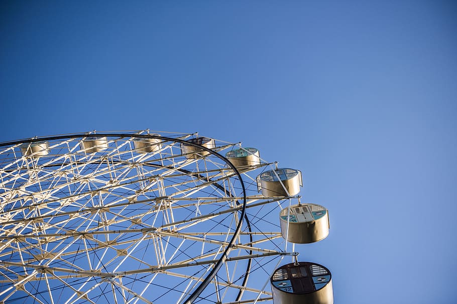 blue, ferris wheel, sky, amusement park, amusement park ride HD wallpaper