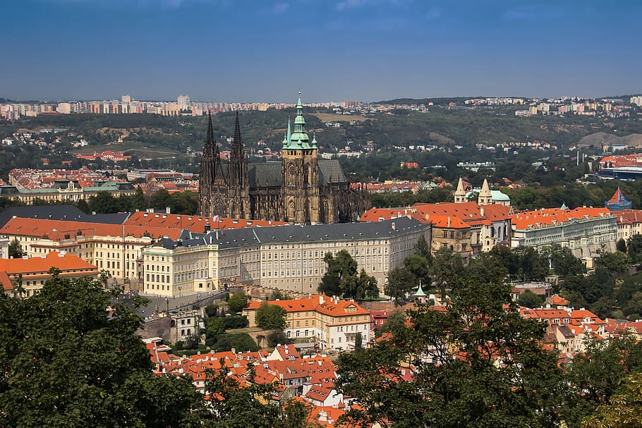 prague, czech, hradcany, view, castle, cathedral, building exterior, HD wallpaper