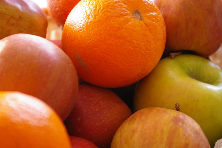 fruit, apples, oranges, food, vitamins, food and drink, healthy eating HD wallpaper