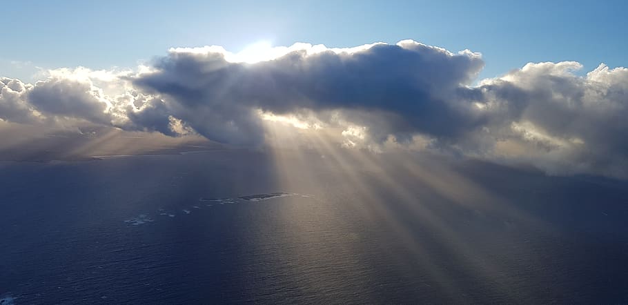 cloud, sky, ocean, sun, piloteyes, cloud - sky, sunlight, sunbeam HD wallpaper