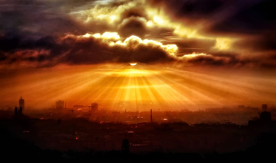 sunset, dawn, cloud, dusk, city, silhouette, sky, clouds form HD wallpaper