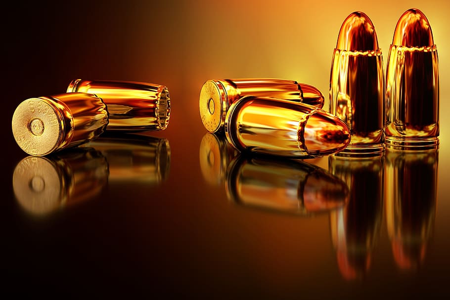 Gun Bullets, various, gold, golden, guns, military, shoot, shooting