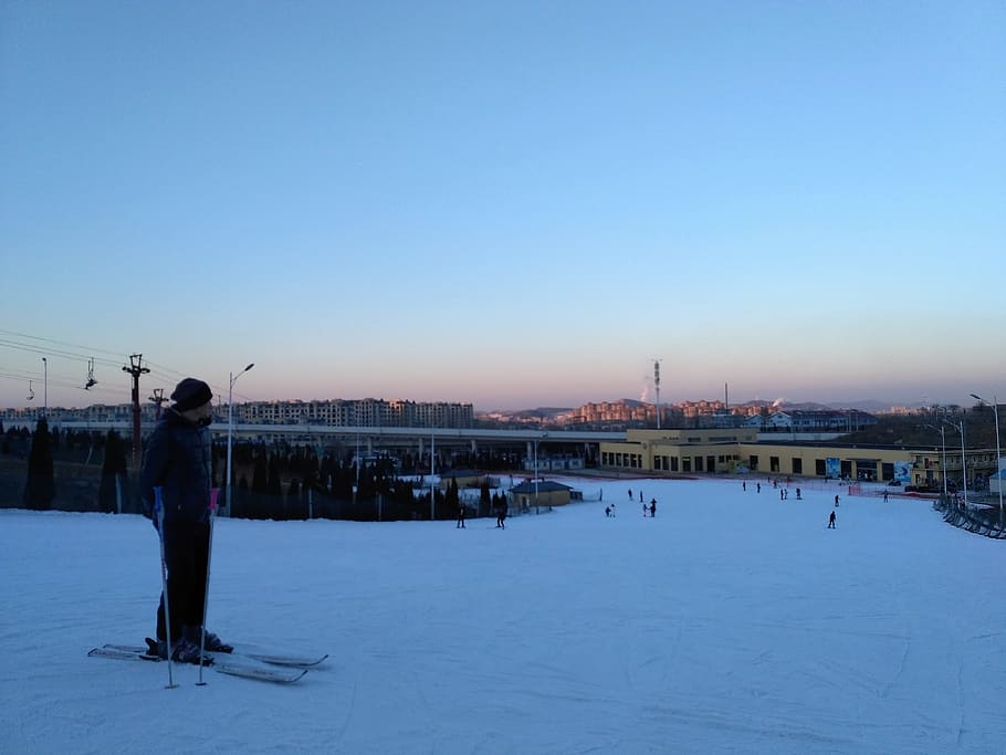 skiing, sky, built structure, building exterior, architecture HD wallpaper