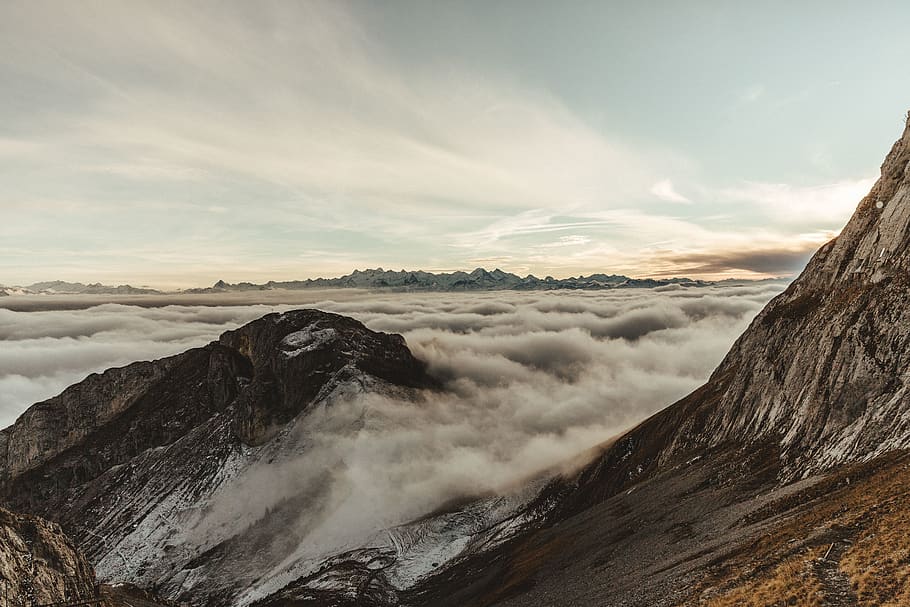 brown mountains, nature, outdoors, pilatus, switzerland, mountain range HD wallpaper