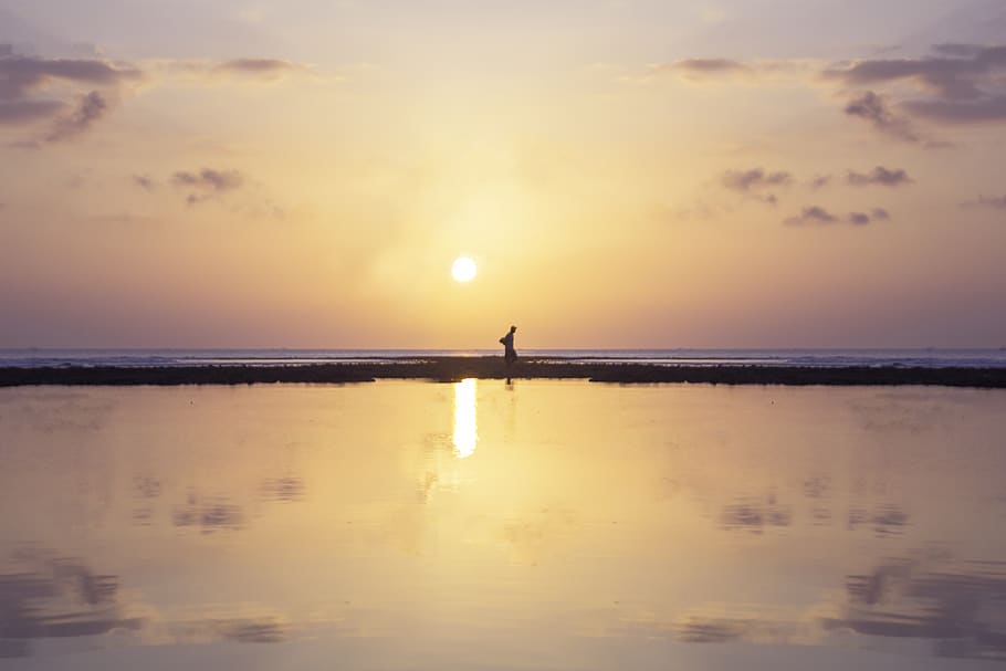 bali, indonesia, sunset, beach, sky, water, sea, beauty in nature HD wallpaper