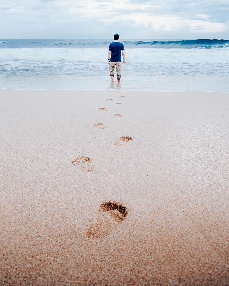 beach, footstep, water, fresh, color, nature, indonesia, java HD wallpaper