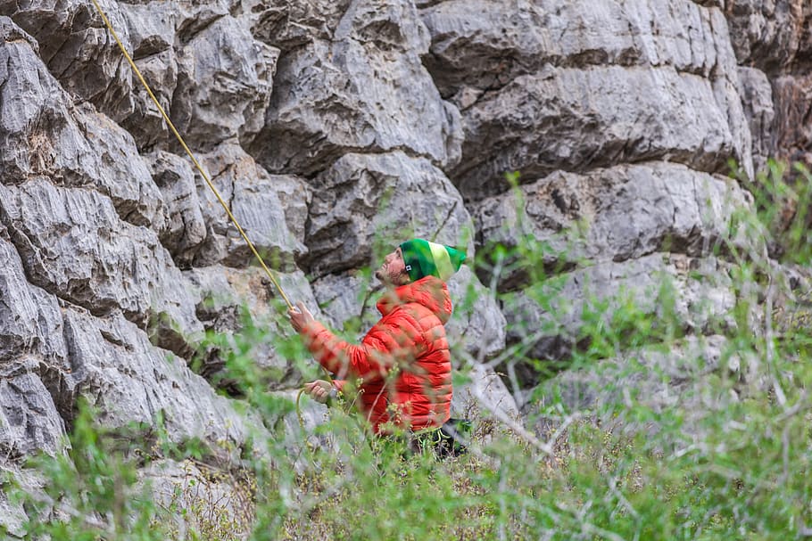 rock climbing, rock - object, solid, one person, rock formation HD wallpaper