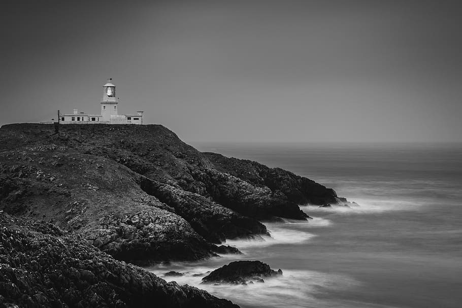 architecture, building, tower, beacon, strumble head lighthouse HD wallpaper
