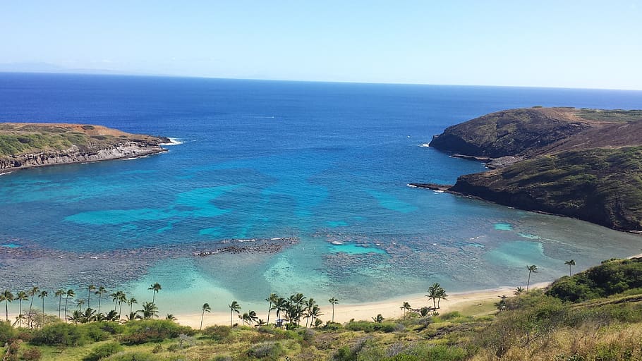 ocean, beach, blue, water, vacation, travel, coast, seascape HD wallpaper