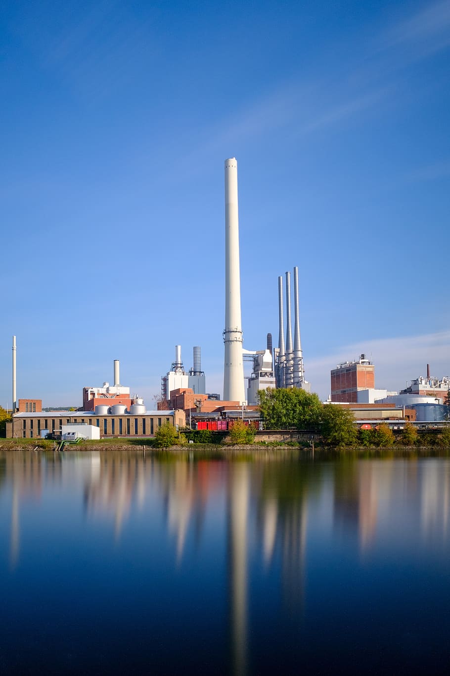 mirroring, water, river, industry, industrial plant, factory HD wallpaper