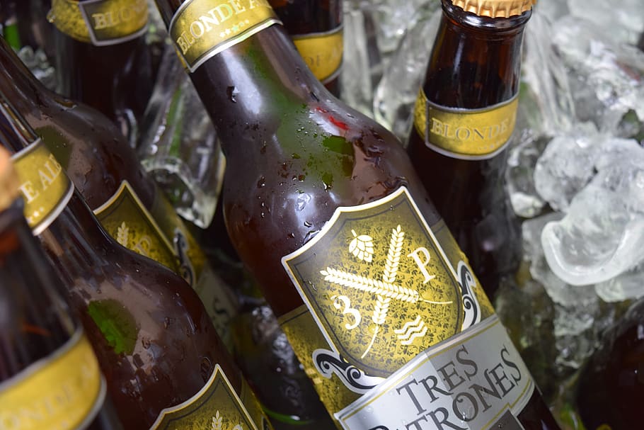 beer, food and drink, close-up, bottle, alcohol, container HD wallpaper