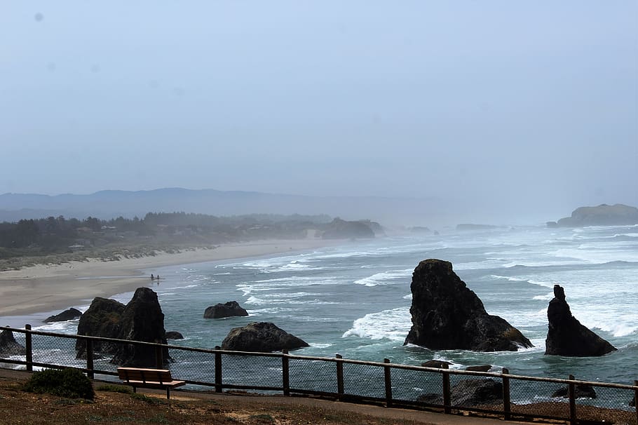 beach, oregon, landscape, water, sea, beauty in nature, scenics - nature HD wallpaper