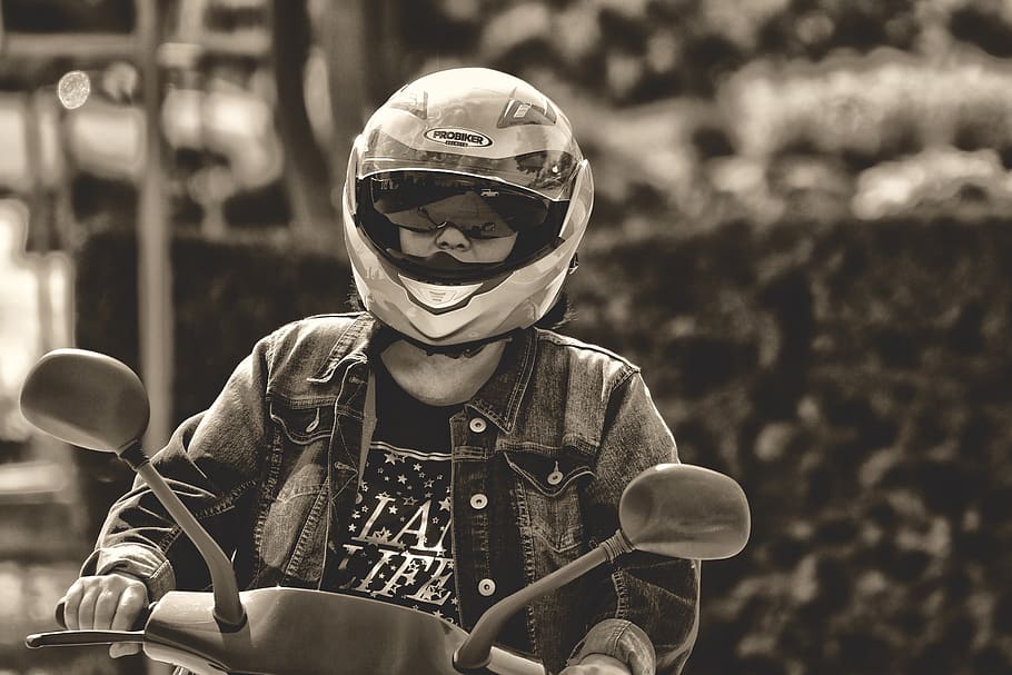 motor scooter, drive, helm, security, head protection, motorcycle HD wallpaper