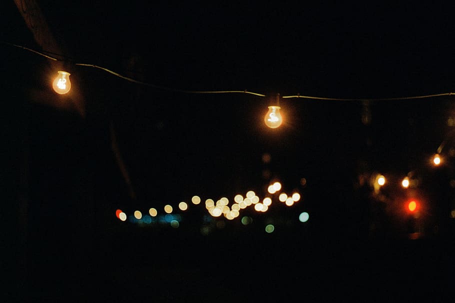 lightbulb, night, idea, inspiration, lights, lamp, illuminated HD wallpaper