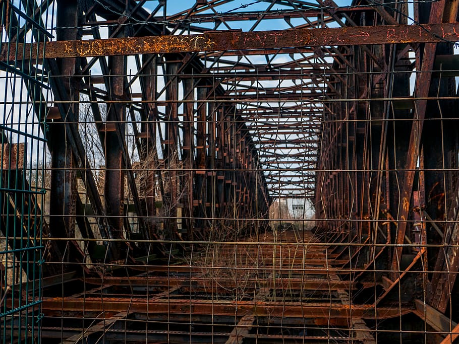 germany, berlin, abandoned, rust, rusty, steel, bridge, structure HD wallpaper