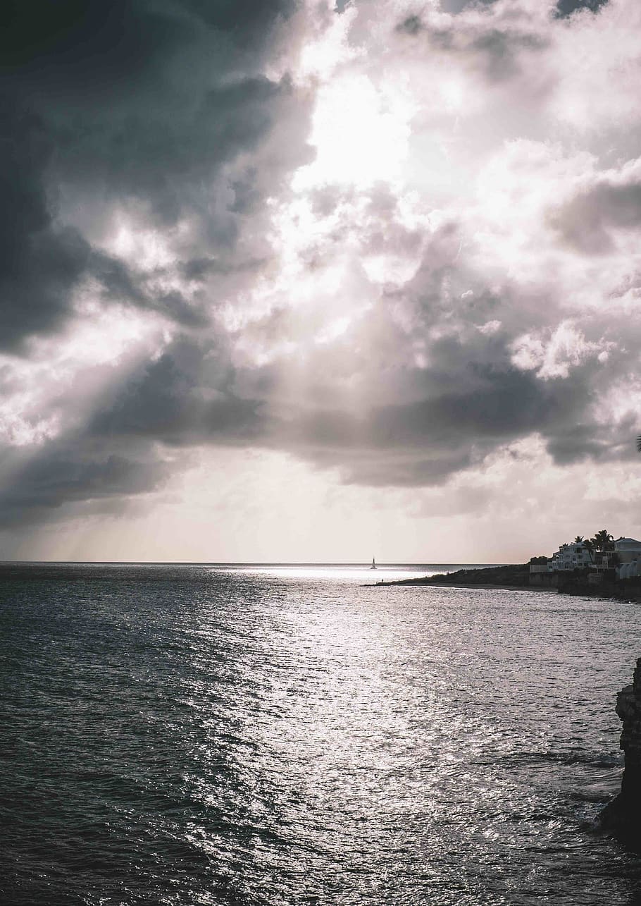 sint maarten, cloud, sun, sunset, view, wild, golden hour, caribbean HD wallpaper