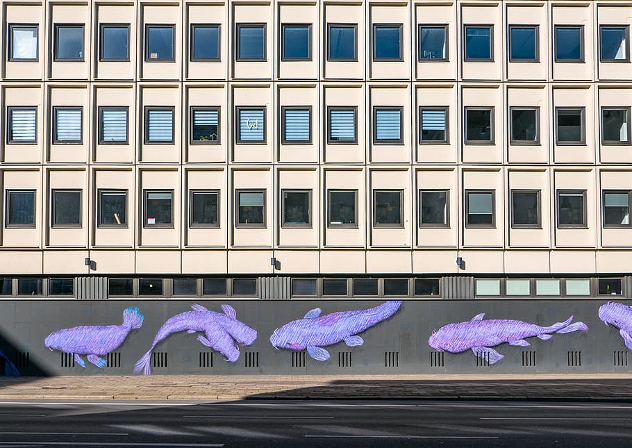 white concrete building, canopy, awning, germany, berlin, office building HD wallpaper
